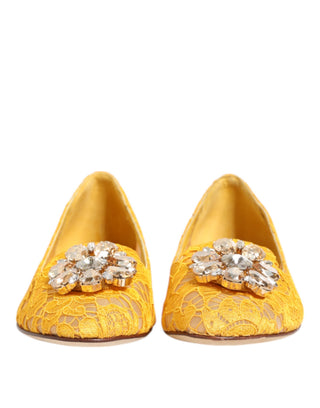 Zapatos planos amarillos Taormina con encaje y cristales