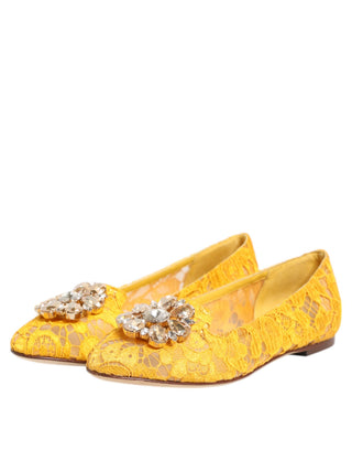 Zapatos planos amarillos Taormina con encaje y cristales