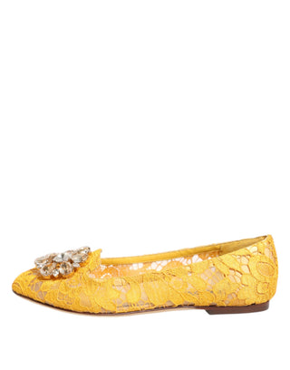 Zapatos planos amarillos Taormina con encaje y cristales