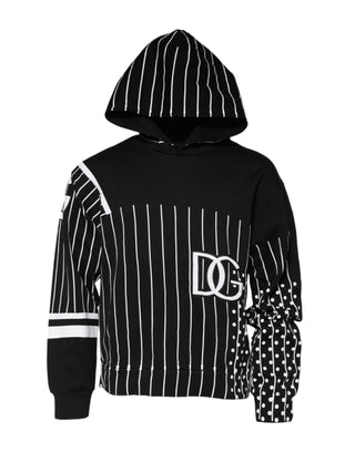 Sudadera con capucha negra con rayas para hombre
