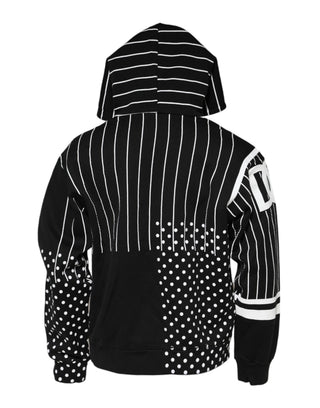 Sudadera con capucha negra con rayas para hombre
