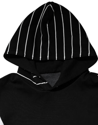 Sudadera con capucha negra con rayas para hombre