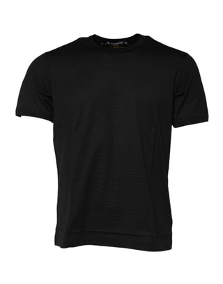 Schwarzes Baumwoll-T-Shirt mit Logo-Print und Rundhalsausschnitt