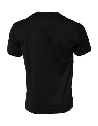 Schwarzes Baumwoll-T-Shirt mit Logo-Print und Rundhalsausschnitt