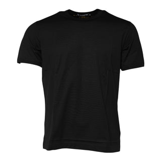 Schwarzes Baumwoll-T-Shirt mit Logo-Print und Rundhalsausschnitt