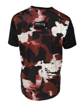 Camiseta multicolor con cuello redondo y estampado de camuflaje  