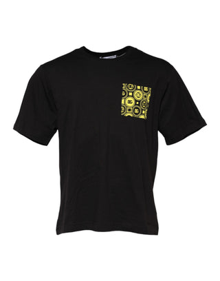 Schwarzes minimalistisches Baumwoll-Rundhals-T-Shirt