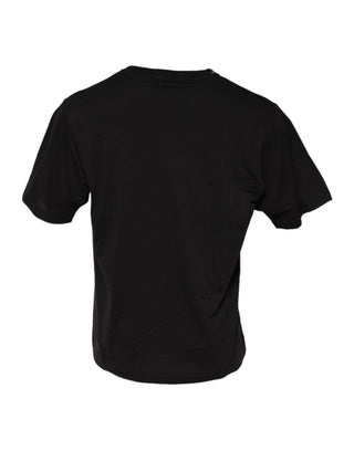 Schwarzes minimalistisches Baumwoll-Rundhals-T-Shirt