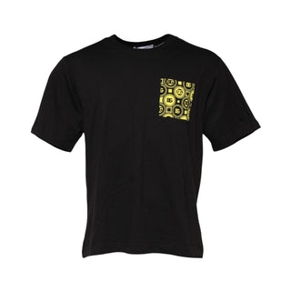 Schwarzes minimalistisches Baumwoll-Rundhals-T-Shirt