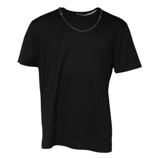 Schwarze Gliederketten-Halskette Baumwoll-Rundhals-T-Shirt
