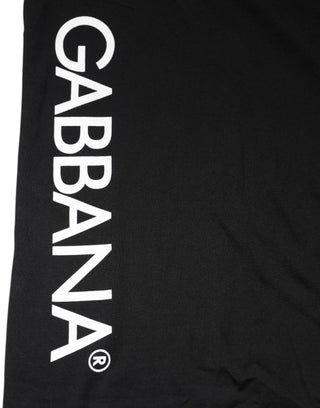 Black Logo Print Cotton Men Crew Neck T-shirt