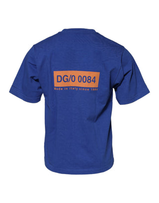 Blue Logo Graphic Cotton Crew Neck T-shirt