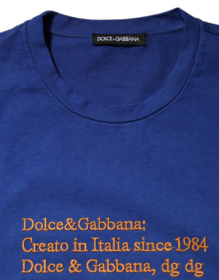 Blue Logo Graphic Cotton Crew Neck T-shirt
