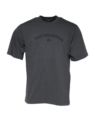 Gray Logo Graphic Cotton Crew Neck T-shirt