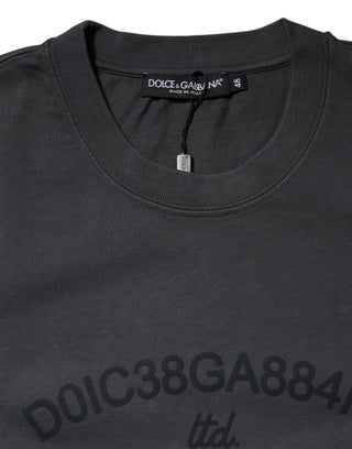 Gray Logo Graphic Cotton Crew Neck T-shirt
