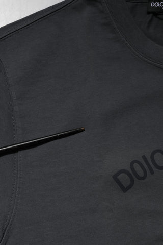 Gray Logo Graphic Cotton Crew Neck T-shirt