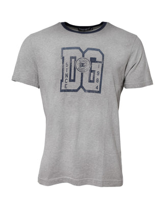 Graues Baumwoll-T-Shirt mit Grafikprint und Rundhalsausschnitt