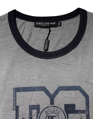 Graues Baumwoll-T-Shirt mit Grafikprint und Rundhalsausschnitt