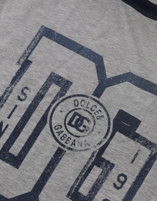 Graues Baumwoll-T-Shirt mit Grafikprint und Rundhalsausschnitt