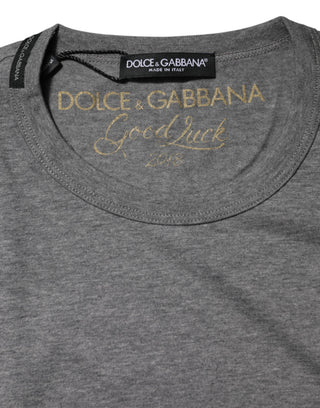 Gray Cotton Crew Neck Short Sleeves T-shirt