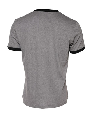 Graues T-Shirt mit Rundhalsausschnitt und Heiligem Herzen aus Baumwolle