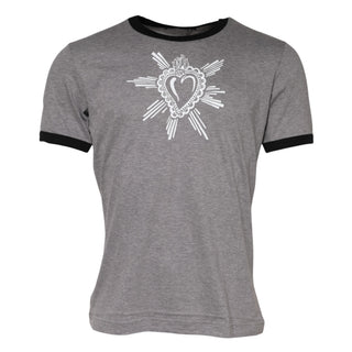 Camiseta gris de algodón con cuello redondo Sacred Heart  