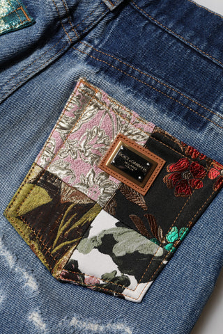 Blue AMBER Tattered High Waist Denim Jeans