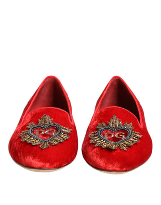Red Velvet DG Heart Loafers Flats Shoes