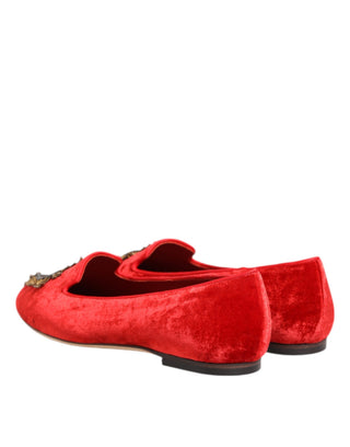 Red Velvet DG Heart Loafers Flats Shoes