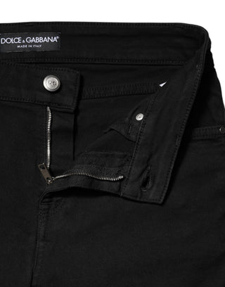 Black Cotton Skinny Mid Waist Denim Jeans