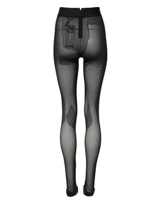 Schwarze Nylon-Leggings Stretchhose