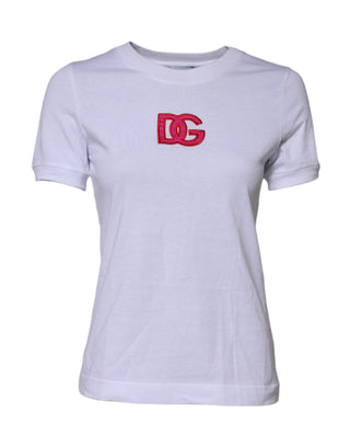 Weißes T-Shirt aus Baumwolle mit DG-Logo-Stickerei