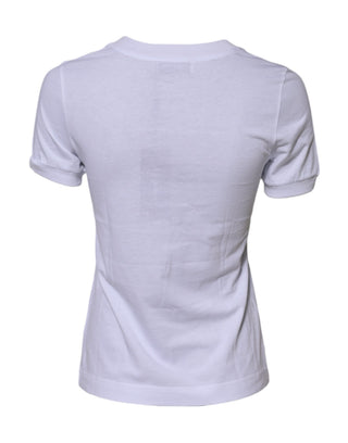 Weißes T-Shirt aus Baumwolle mit DG-Logo-Stickerei