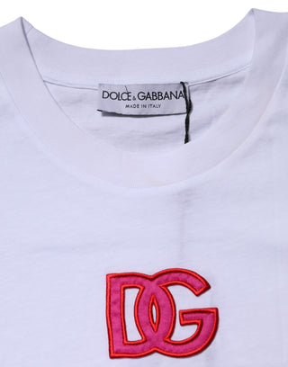 Weißes T-Shirt aus Baumwolle mit DG-Logo-Stickerei