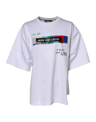 White Cotton Printed Short Sleeves T-shirt