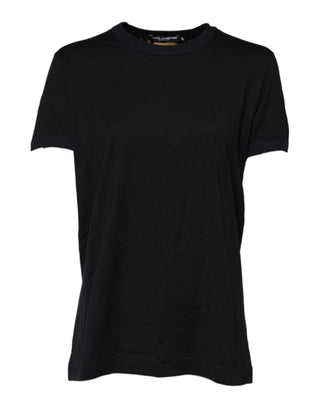 Black Cotton DG Print Short Sleeve Top T-shirt