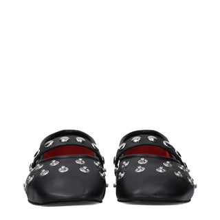 Black Leather Ballet Flats