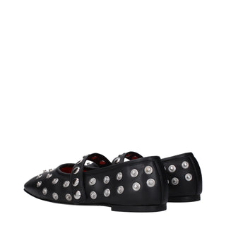 Black Leather Ballet Flats