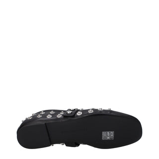 Black Leather Ballet Flats
