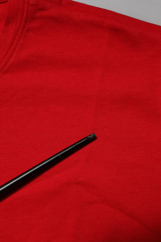 Camiseta roja de algodón de manga corta con cuello redondo