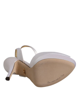 White Satin Platform Heels Sandals Shoes