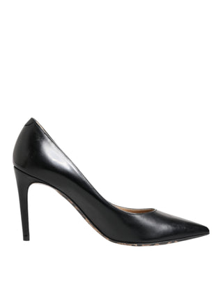 Black Calf Leather Stiletto Heels Pumps Shoes
