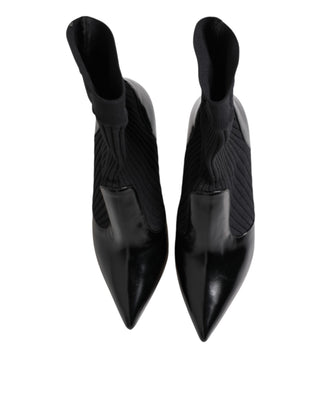 Black Stretch Stilettos Booties Socks Shoes
