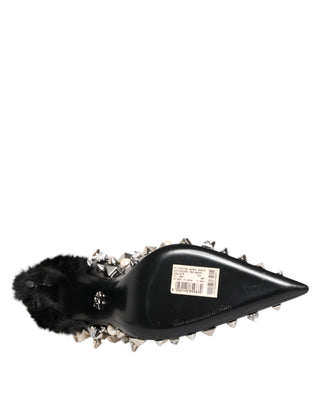 Black Crystals Studs Stiletto Pumps Shoes