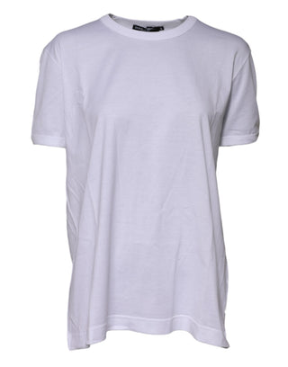 Weißes Baumwoll-T-Shirt mit Rundhalsausschnitt „Goodluck 2022“