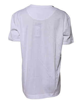 Weißes Baumwoll-T-Shirt mit Rundhalsausschnitt „Goodluck 2022“