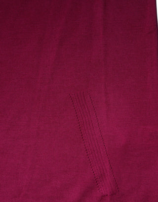 Fuchsiafarbener Rollkragenpullover aus Wolle mit langen Ärmeln