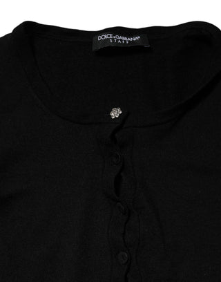 Cárdigan negro STAFF con cuello redondo