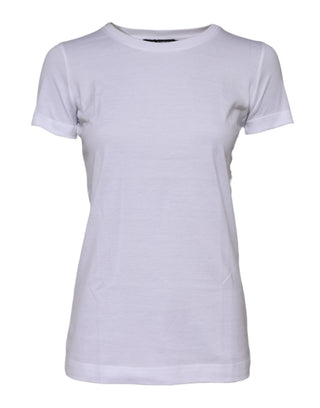 White Cotton Crew Neck Short Sleeves T-shirt