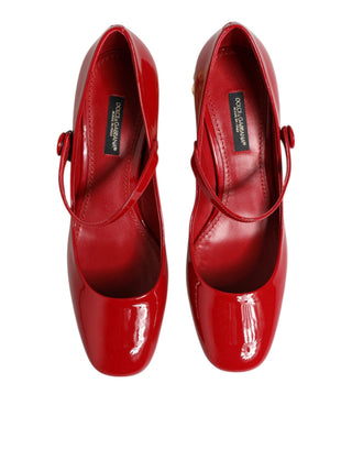 Red Leather DG Logo Heels Sandals Shoes